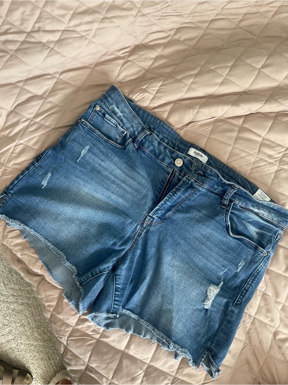 Kensie Distressed Blue Denim Cutoff Shorts